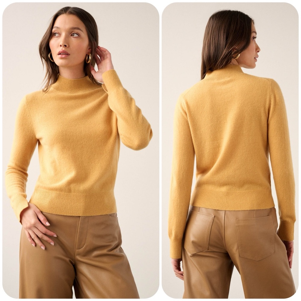 NEW! White + Warren Essential Sundial Cashmere Shrunken Mockneck Sweater
